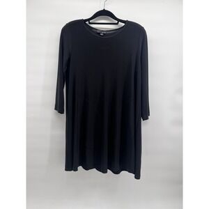 Sun Kim S Dress Black Stretch Pullover Knit‎ Pockets Minimalist Casual Tunic